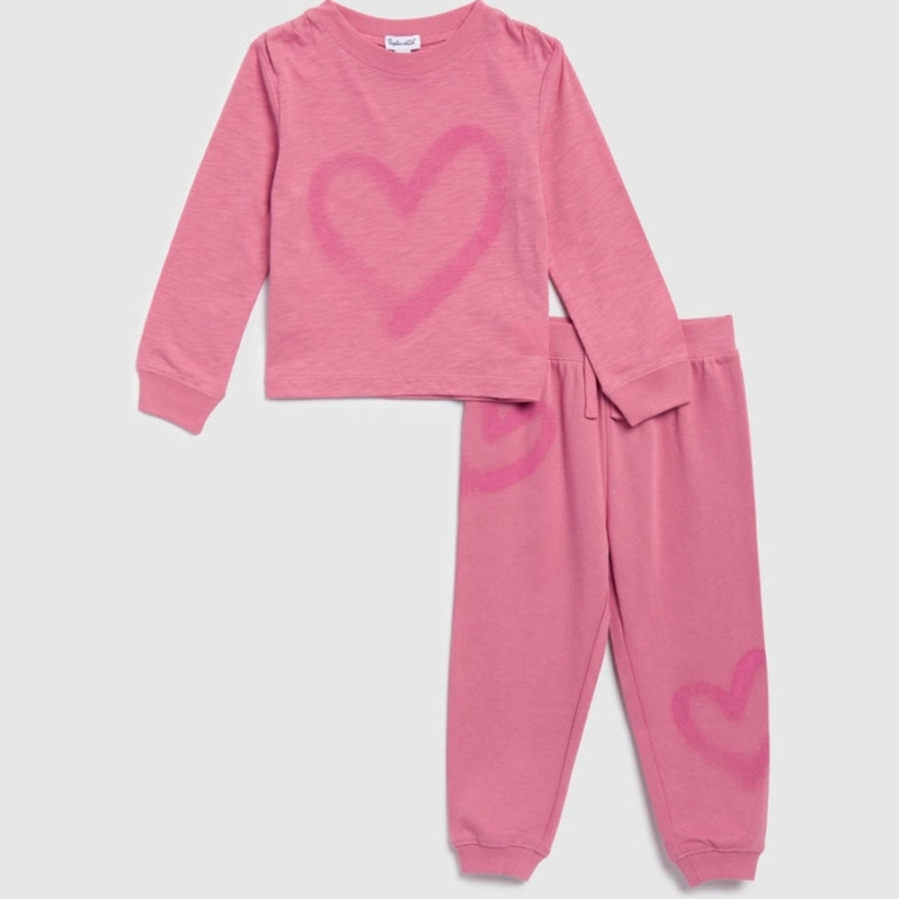 Splendid Toddler Girls Pink Heart Jogger Set 3t